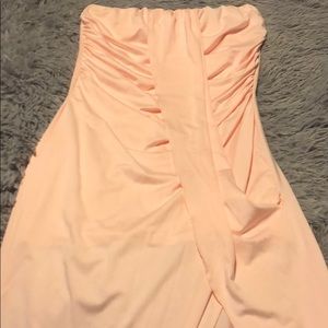 Baby Pink Strapless Midi Dress